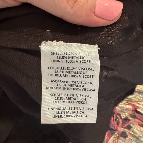 NWT Anthro BHLDN Hemant & Nandita Shirred Metallic Floral Tier Dress Revolve L - Picture 7 of 10